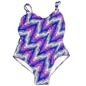 NWOT Catalina One Piece Swimsuit Womens Size 1X (16W) Blue Pink White Black